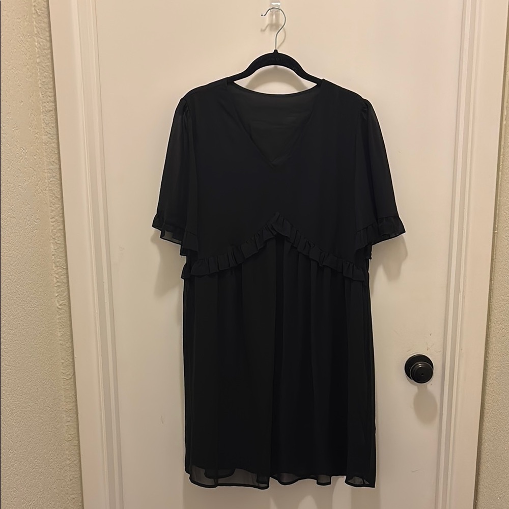 Stylish Black Dress with Ruffle Accents